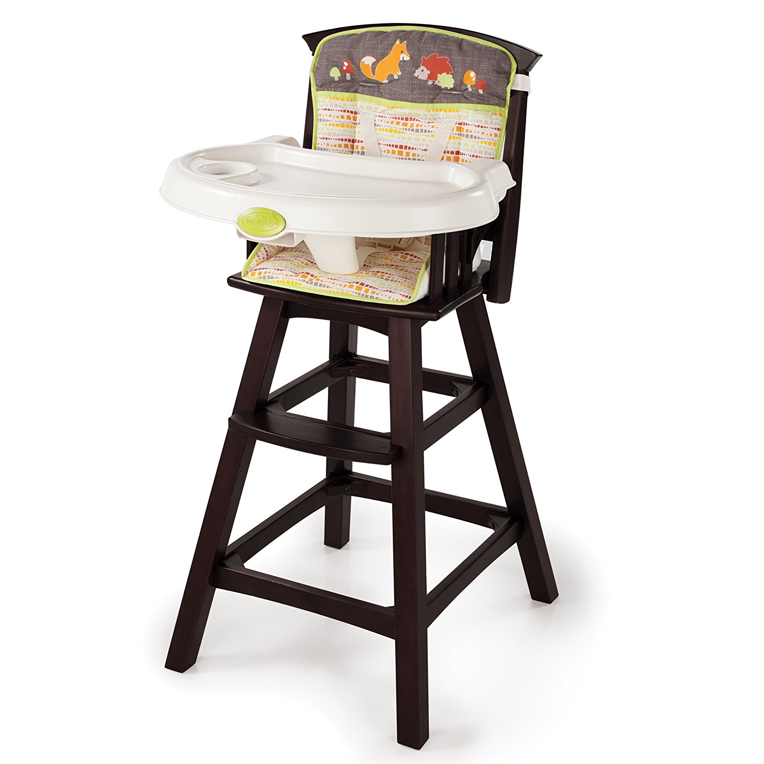 high chairs summer infant classic comfort wood high chair, fox and friends, espresso  stain RWGXFVP