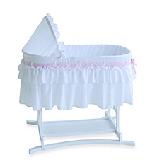 image of lamont home™ good night baby bassinet in white with half skirt AOVOBZP