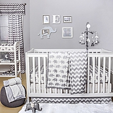 image of the peanut shell® elephant crib bedding collection in grey TZMRCRQ