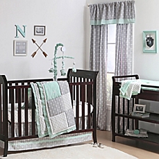 image of the peanut shell® woodland crib bedding collection in grey/mint AXRYULQ