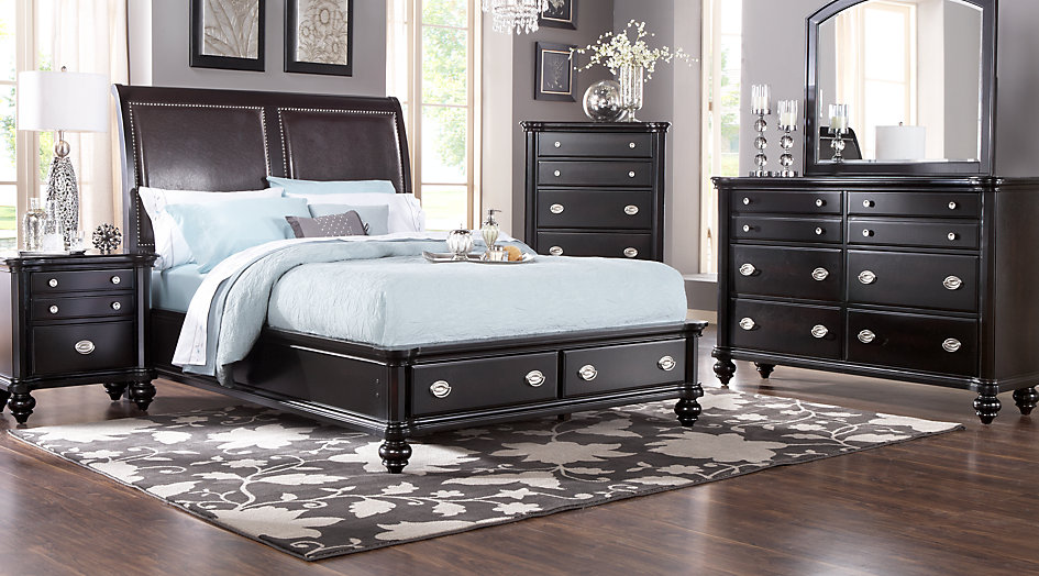 king size bedroom sets remington place espresso 5 pc king sleigh bedroom with storage OGKYMTX