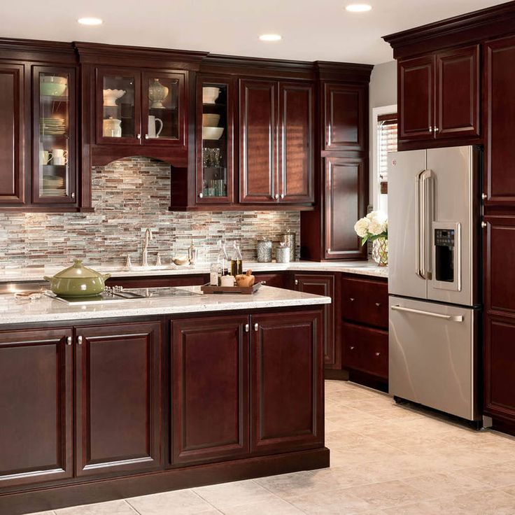 kitchen cupboards shop shenandoah bluemont 13-in x 14.5-in bordeaux cherry square cabinet  sample at EYCLAKB