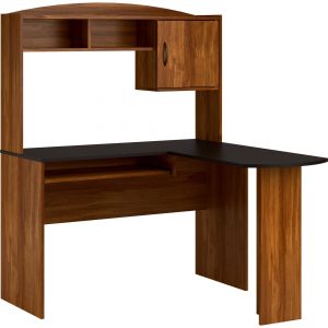 l shaped desk mainstays l-shaped desk with hutch and leather mid-back chair value bundle  - CSMAEFQ