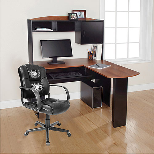 l shaped desk mainstays l-shaped desk with hutch and relaxzen 2-motor mid-back leather HDADCAI