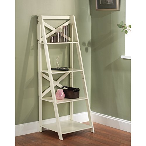 ladder shelves amazon.com: antique white 4-tiered shelf ladder bookcase varying shelves:  kitchen u0026 dining EOGPTCV