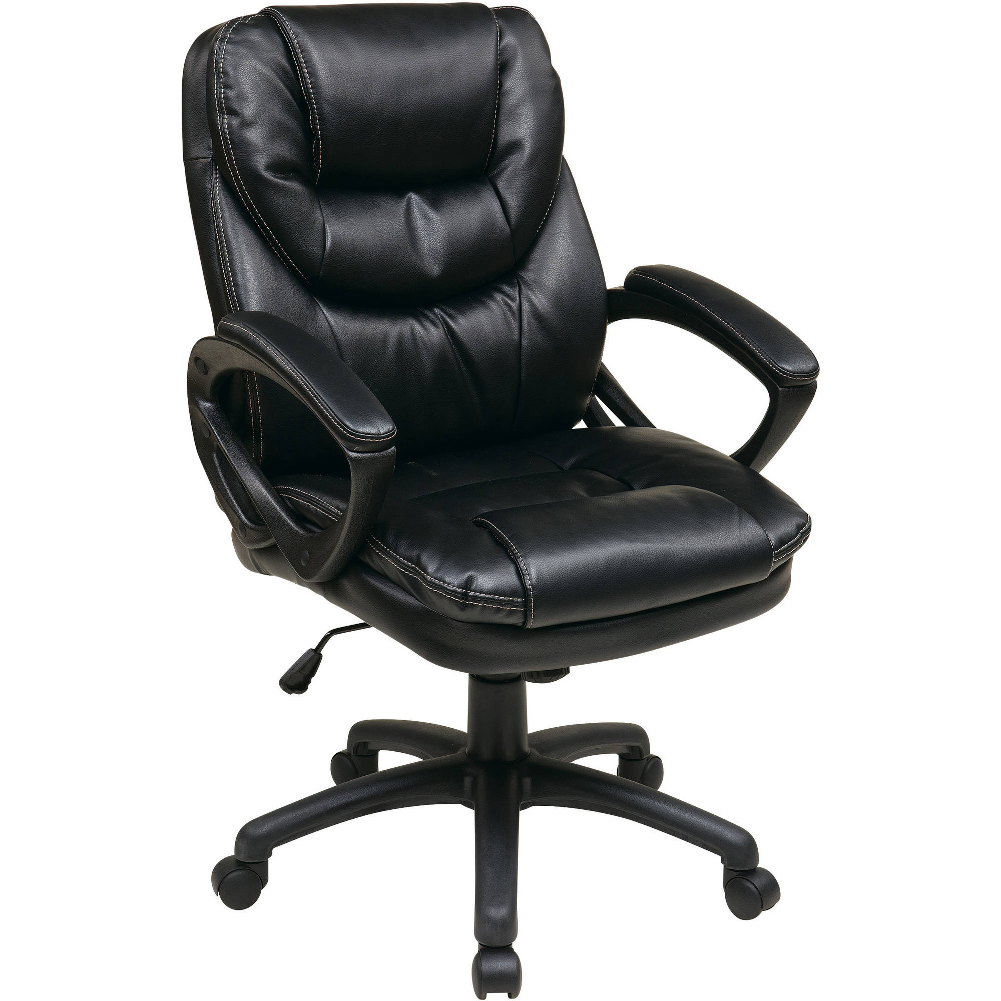 leather office chair office star faux-leather manageru0027s office chair with padded arms MENAWMJ