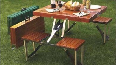 leisure season portable folding picnic table, medium brown - walmart.com BBQZKOJ