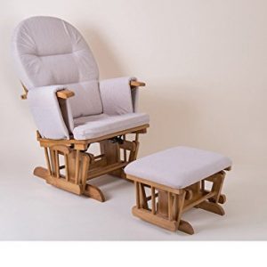 little house reclining glider chair and footstool nursing chair-natural  wood and beige BHBQUBI