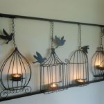 metal wall art birdcage tea light wall art, metal, wall hanging, candle holder, black bird ONHPSVL