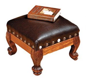 otc wood and faux leather footstool RVMUNMQ