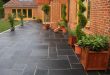 patio slabs blue-black slate paving slabs - natural patio stone -new grey sawn garden JRYOANM