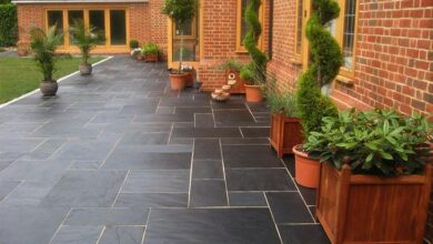 patio slabs blue-black slate paving slabs - natural patio stone -new grey sawn garden JRYOANM