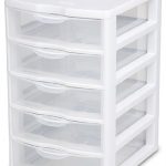 plastic storage drawers amazon.com: sterilite 20758004 small 5 drawer unit, white frame with clear  drawers, ZHSLGGQ