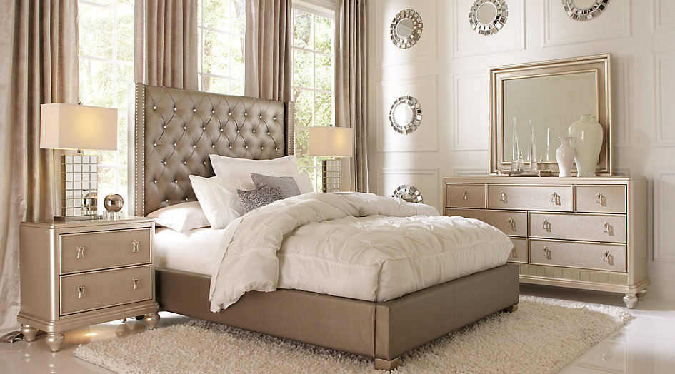 queen bedroom sets sofia vergara paris silver 5 pc queen upholstered bedroom BSJQIRE