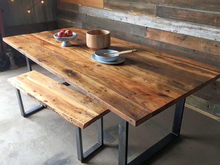 reclaimed wood dining table industrial modern dining table / u-shaped metal legs. reclaimed wood ... HVKIJJN