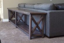sofa table ana white | extra long, no middle shelf rustic x console - diy LHCOCQX