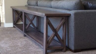 sofa table ana white | extra long, no middle shelf rustic x console - diy LHCOCQX