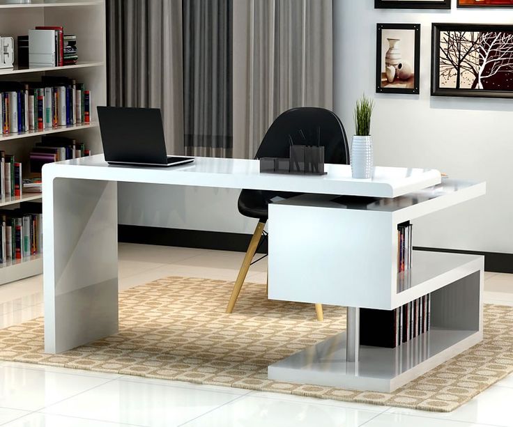stunning modern home office desks with unique white glossy desk plus open KDGYIWW