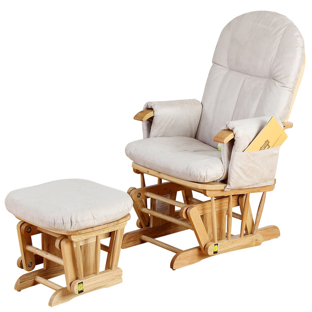 tutti bambini glider nursing chair and stool in natural LSGQKGB