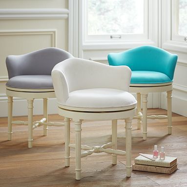 vanity chair minnie stool, white with snow white cushion VTPVCXK