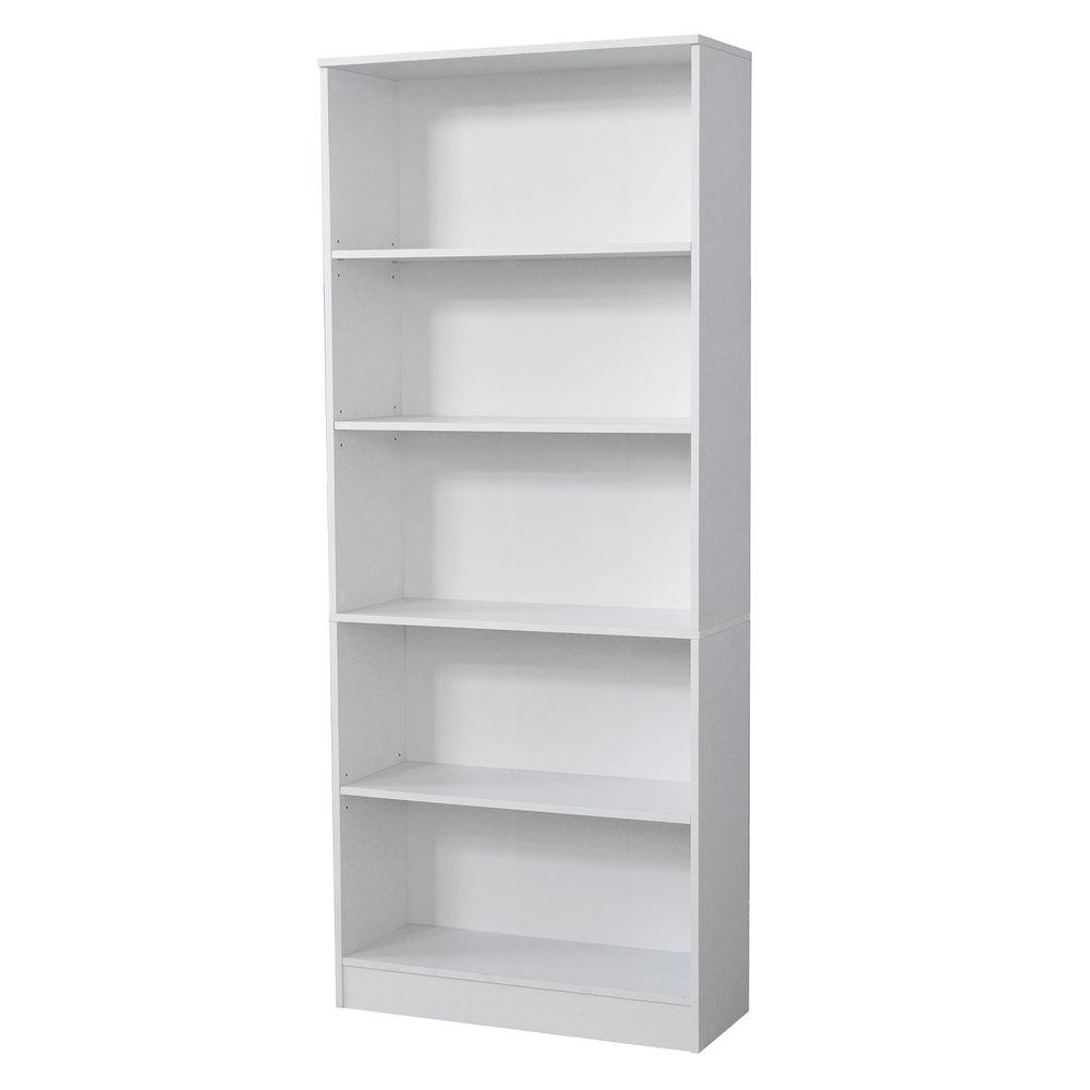 white bookcase 5-shelf standard bookcase in white KIWJJPV