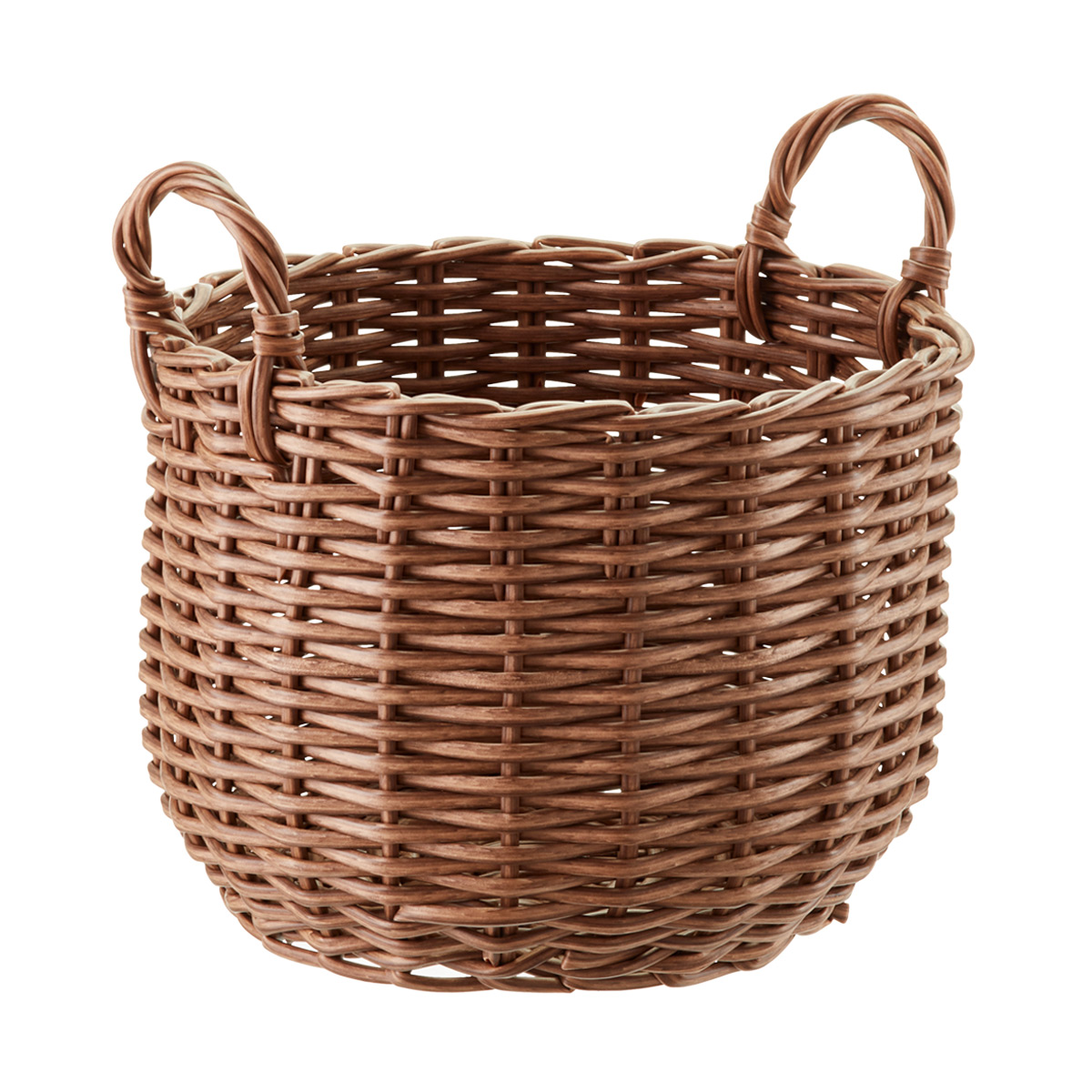 wicker baskets round plastic wicker storage bin with handles ZTSROXJ