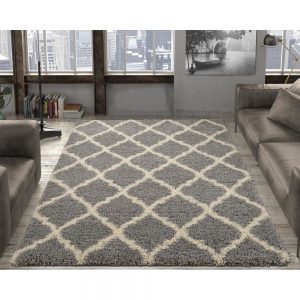 8x10 area rugs ottomanson ultimate shaggy contemporary moroccan trellis design grey 8 ft.  x 10 FQPHQOJ
