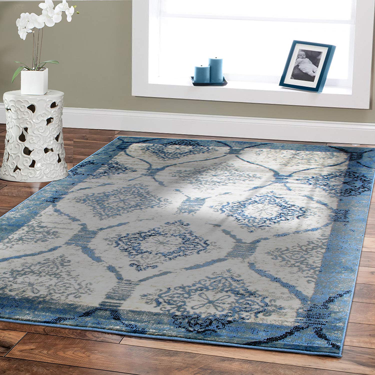 amazon.com: contemporary rugs for living room 5x8 blue area rug modern rugs AVGENOL