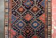 antique persian tribal rug 5 x 8 navy blue c.1930 QBRVLZD