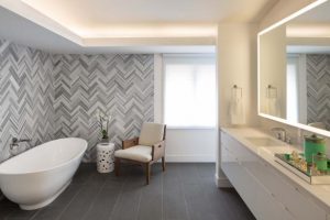 Bathroom floors herringbone tile wall uplifts modern master bathroom AWFKZVI