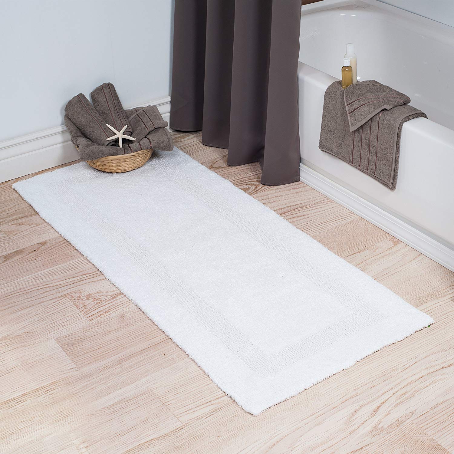bathroom rug amazon.com: lavish home cotton bath mat- plush 100 percent cotton 24x60  long YASUSGN