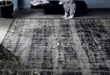 black rugs caspian distressed rug - black | west elm FPMGSQC