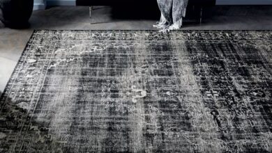 black rugs caspian distressed rug - black | west elm FPMGSQC
