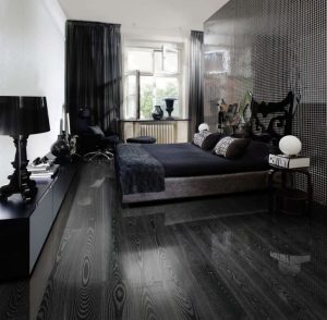black wood flooring bedroom EONHLON