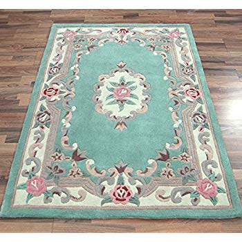 chinese rugs small traditional classic aubusson floral 100% wool hand tufted chinese rug,  green SGCENJO