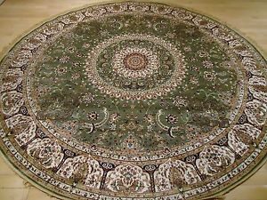 Circle rugs image is loading persian-silk-rugs-8-round-rug-green-silk- ZKOZQAZ