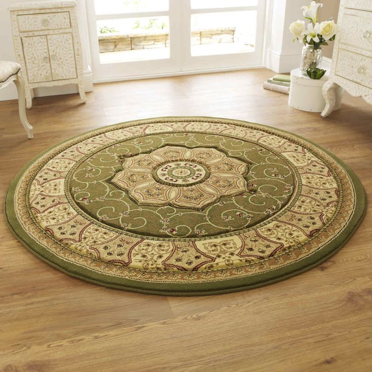 circular rug heritage 4400 circular rugs in green - free uk delivery JWNGMHB