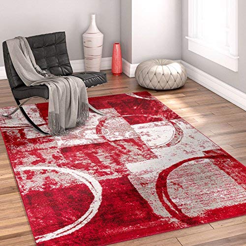 cool rugs dreamy shapes u0026 circles red modern geometric boxes 8 x 10 (7u002710 LTUESAA