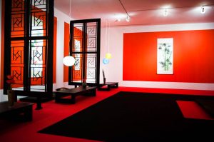 Custom designed carpets custom black and red event carpet in opium den designed by karen tam PILBNYL