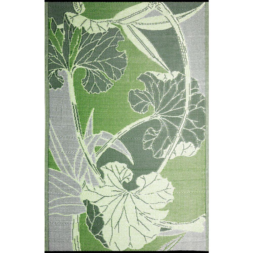 designer area rugs b.b.begonia blossom green/grey 6 ft. x 9 ft. outdoor reversible area JONBSEE