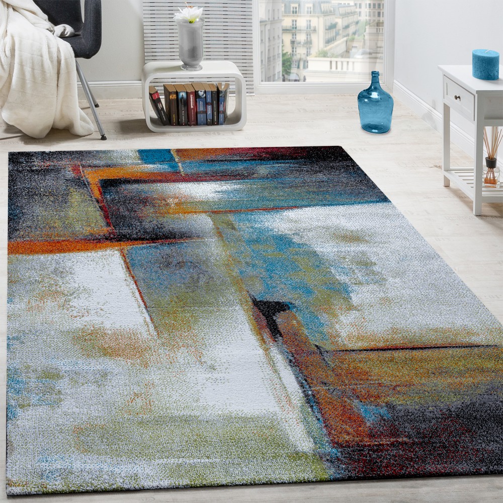 designer carpet modern rug chequered trendy mottled in beige brown grey BLKOTZK
