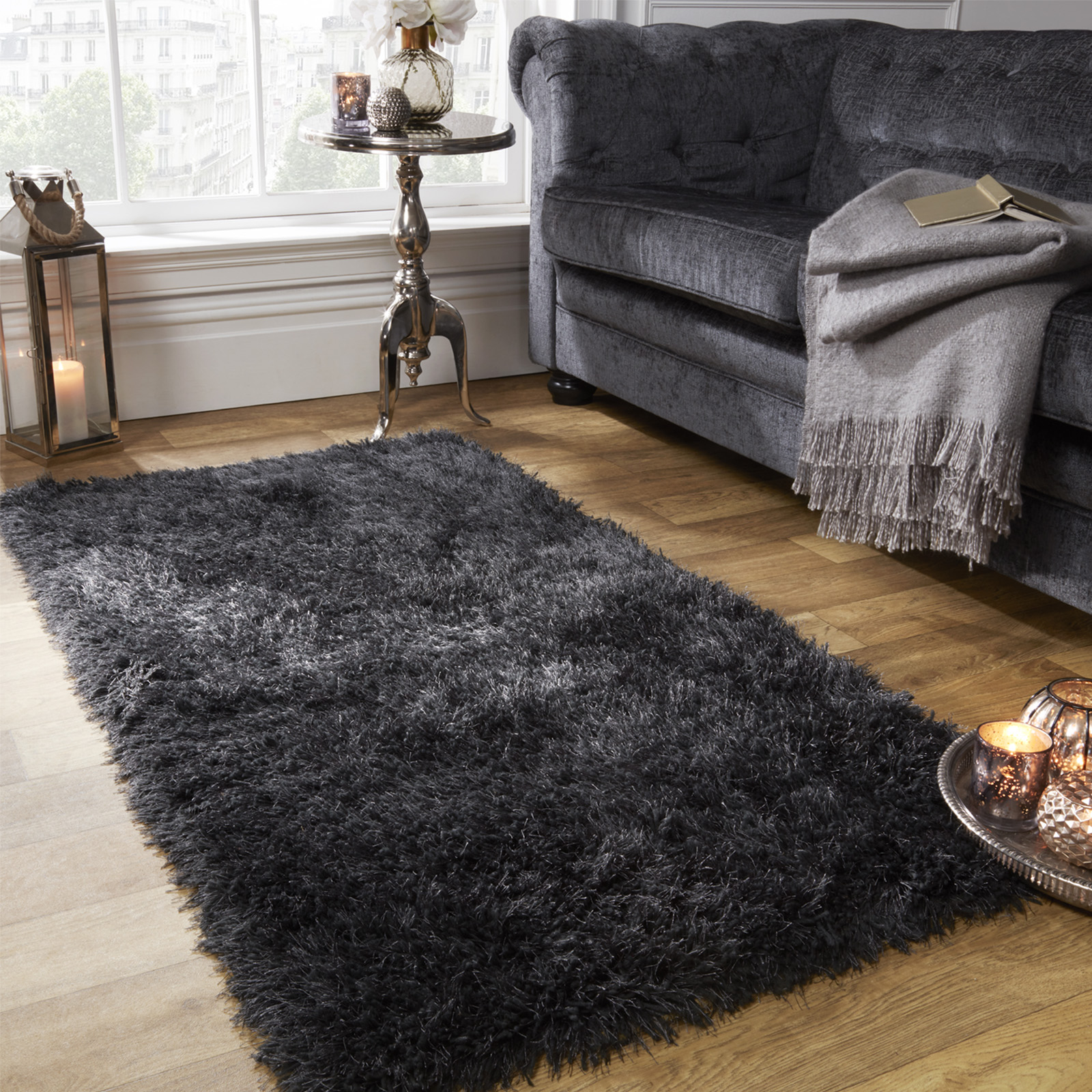 Floor rug sienna-large-shaggy-floor-rug-plain-soft-sparkle- GBVSWTY