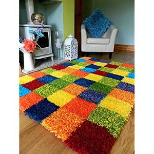 Funky rugs multi coloured funky bright modern thick soft heavy quality shaggy area rug GERXNLS