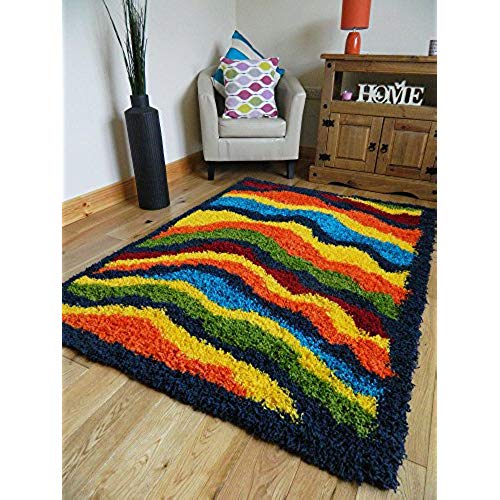 Funky rugs multi coloured funky bright modern thick soft heavy quality shaggy area rug YGHFTDW