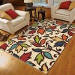 indoor rugs orian rugs bright colors leaves dicarna ivory area rug - walmart.com KOEMTJX