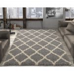 indoor rugs ottomanson ultimate shaggy contemporary moroccan trellis design grey 3 ft.  x 5 JFZNOPW