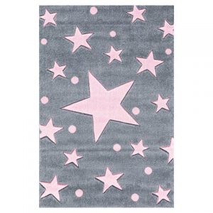 kids rug happy rugs stars silver-gray/pink 160x230cm ... ENISVWW