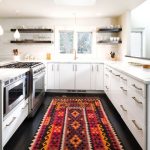 Kitchen area rugs example of a trendy u-shaped kitchen design in denver with flat-panel  cabinets ZCZXQJH