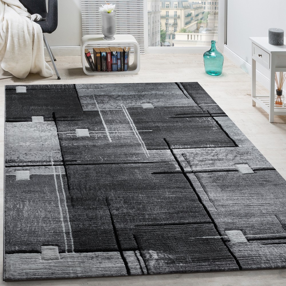 luxury rugs geometric rug - mottled black 001 MRQZTGZ
