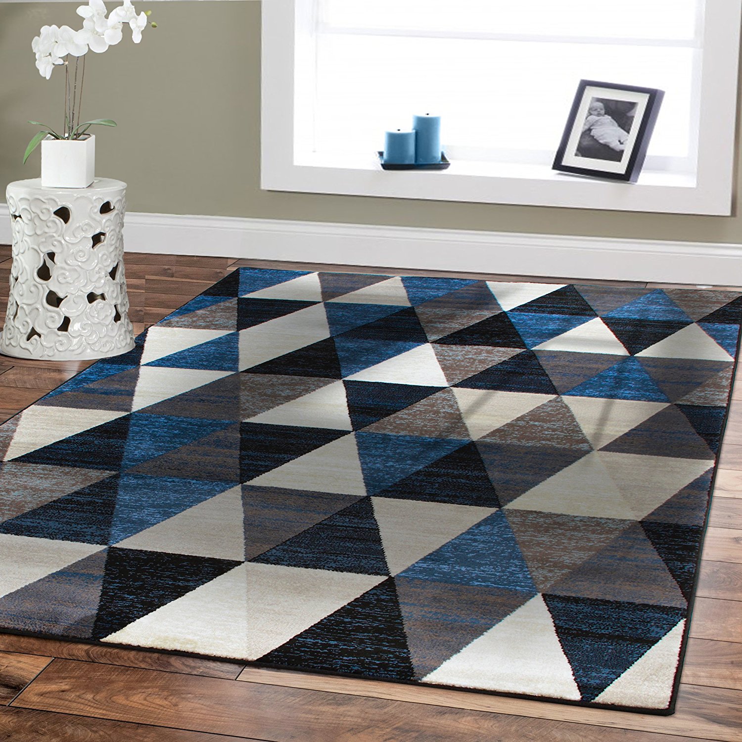 modern black area rug amazon.com: new premium rugs for bedroom carpet black triangle style 2x3  foyer YXBSIDB